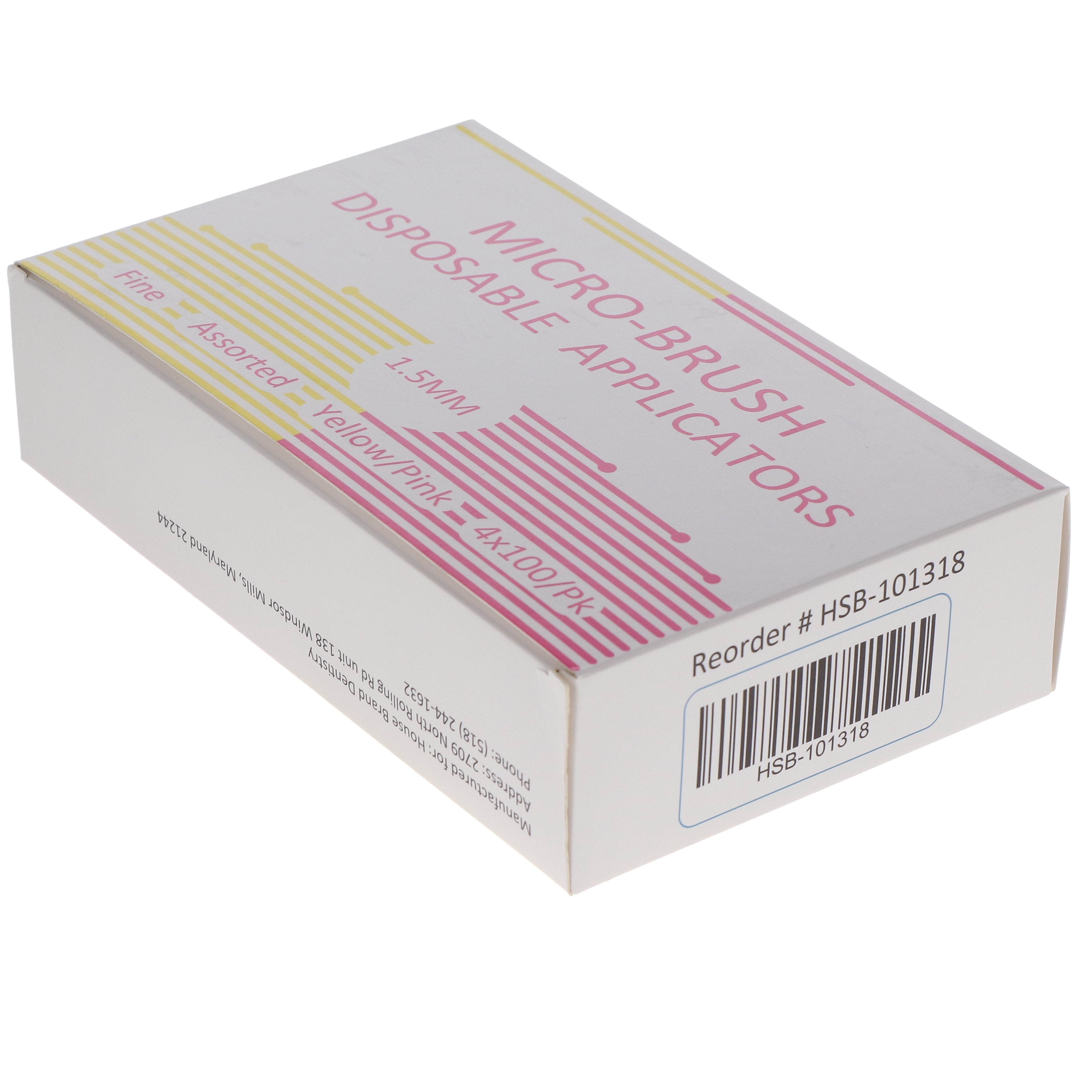 House Brand Dentistry 101318 Micro-Brush Disposable Applicators Fine Assorted Yellow & Pink 4 x 100/Pk House Brand Dentistry 101318 Micro-Brush Disposable Applicators Fine Assorted Yellow & Pink 4 x 100/Pk